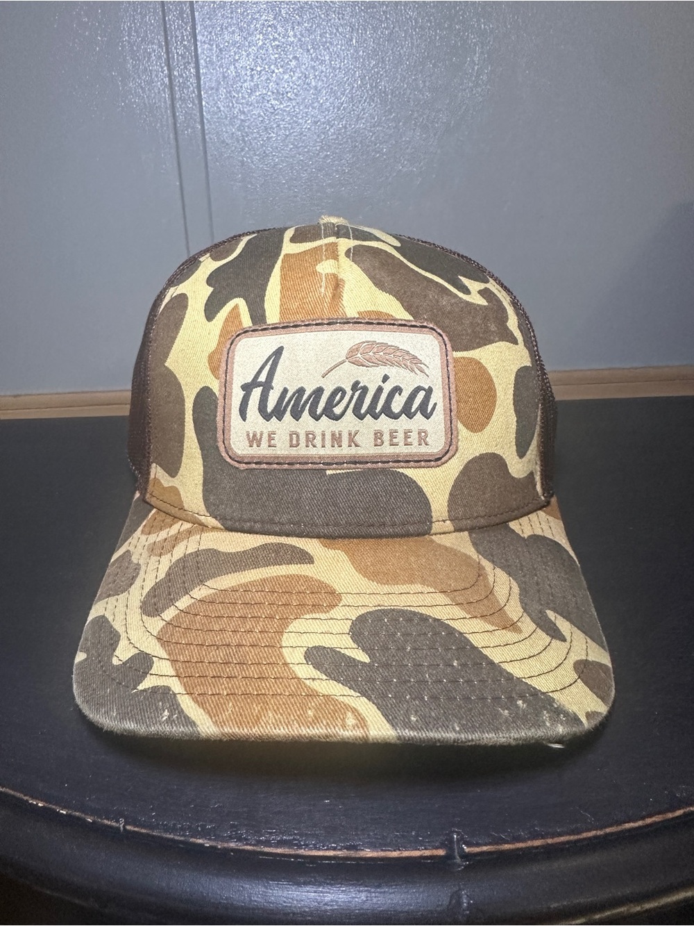Fierce 901 America We Drink Beer Camo Trucker Hat Snap back